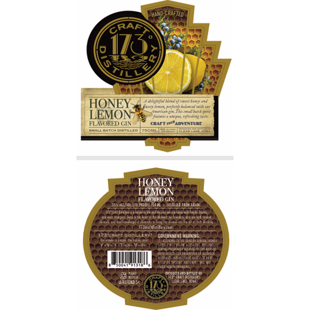 173 Craft Distillery Honey Lemon Flavored Gin bottle