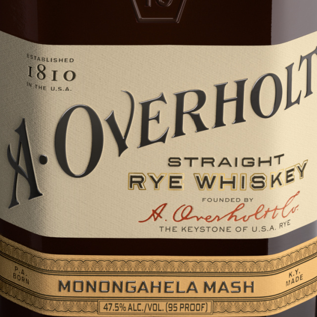 A. Overholt Rye Whiskey bottle