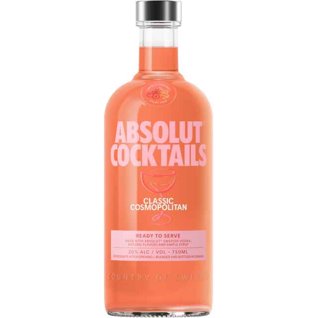 Absolut Cocktails Classic Cosmopolitan Ready To Serve bottle