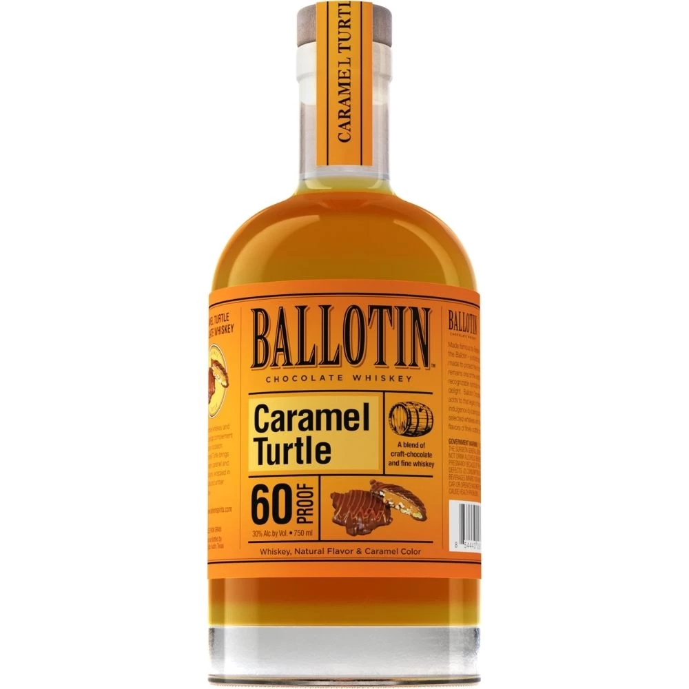 Ballotin Chocolate Whiskey Caramel Turtle Mini bottle