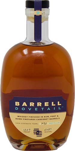 Barrell Bourbon Dovetail Whiskey Use Code 86576 bottle