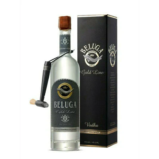 Beluga Gold Line Vodka In Leather Disco bottle