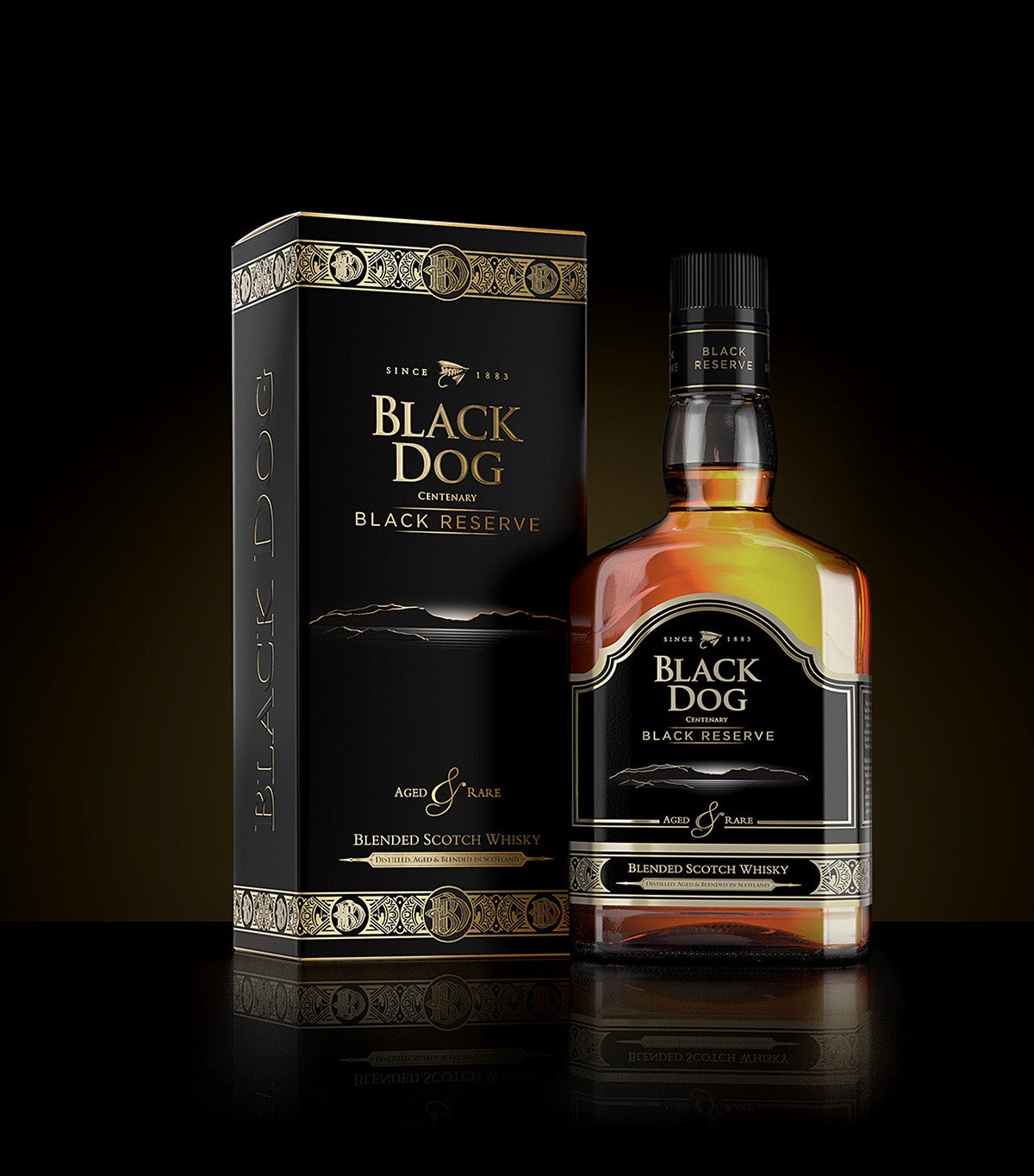 Black Dog Black Reserve Scotch Whisky bottle