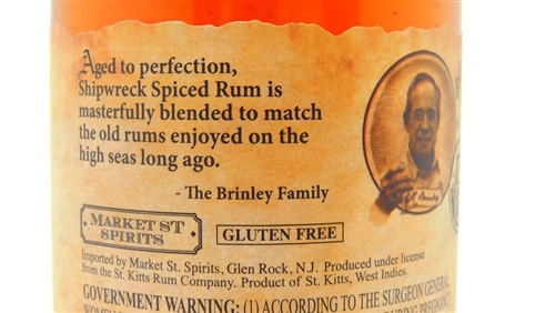 Brinley Gold Shipwreck Vanilla Rum Disco bottle