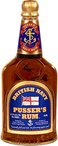 British Navy Pussers Rum bottle