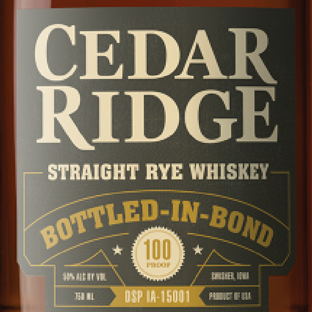 Cedar Ridge Bottled In Bond Rye Whiskey bottle