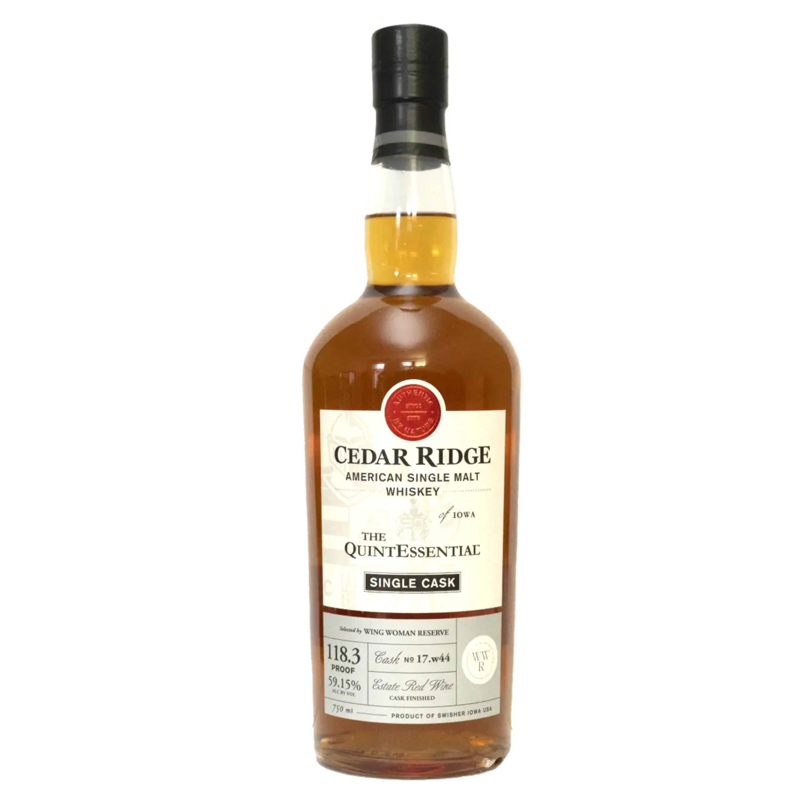 Cedar Ridge Single Barrel The Quintessential Single Malt bottle