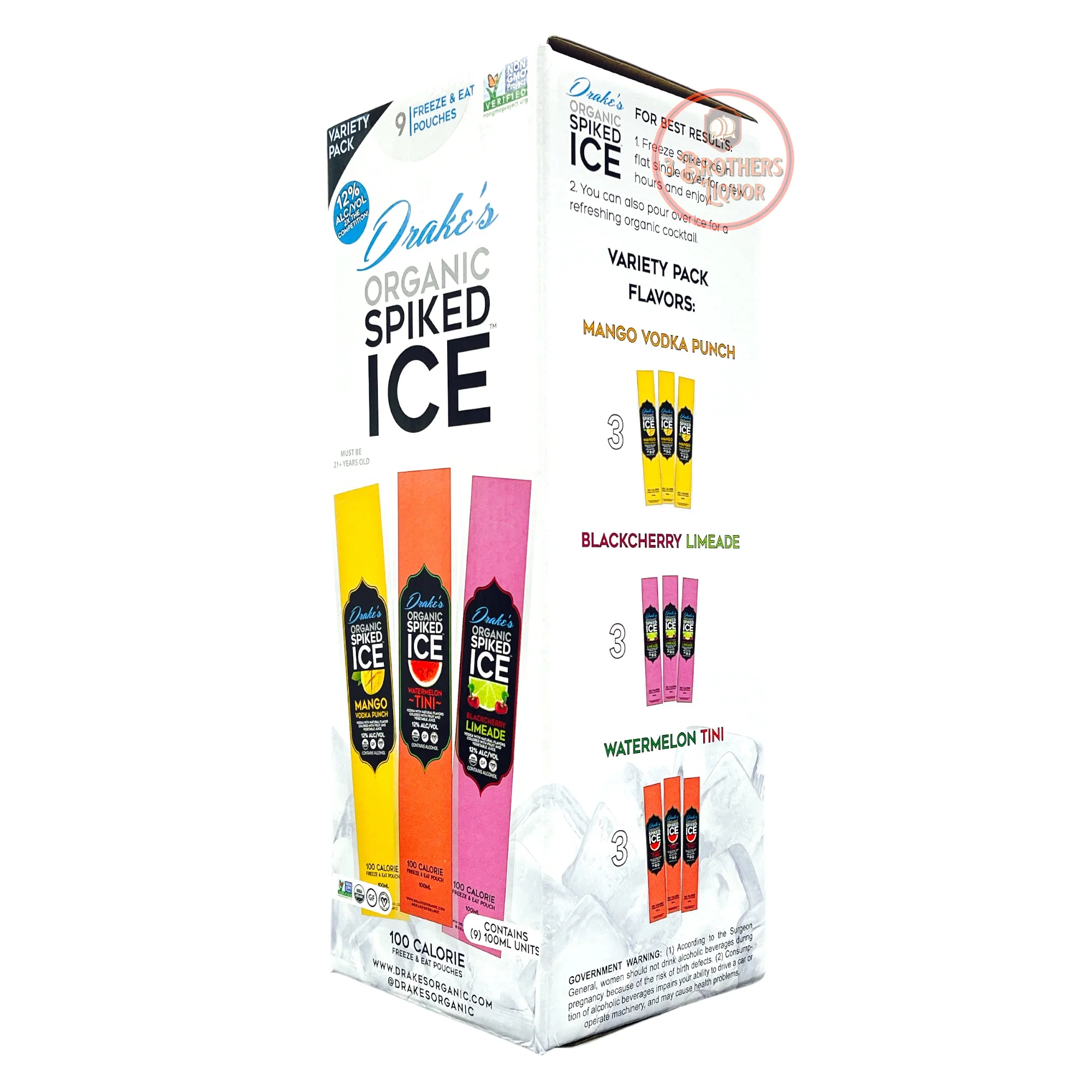 Drakes Organic Spiked Ice Variety Box bottle