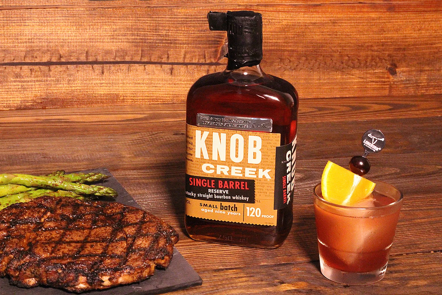 Knob Creek Longhorn Steakhouse Single Barrel Use Code 919220 bottle