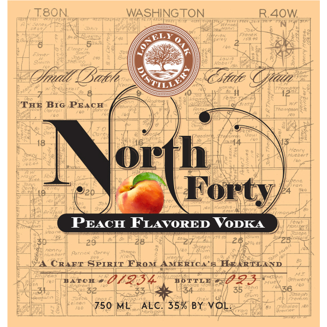 North Forty Peach Vodka bottle