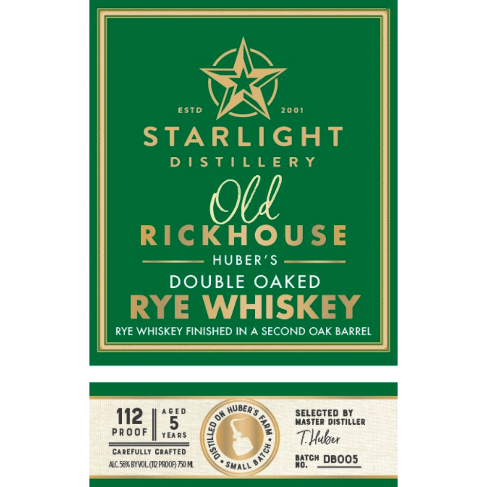 Starlight Distillery Old Rickhouse American Double Oaked Rye bottle