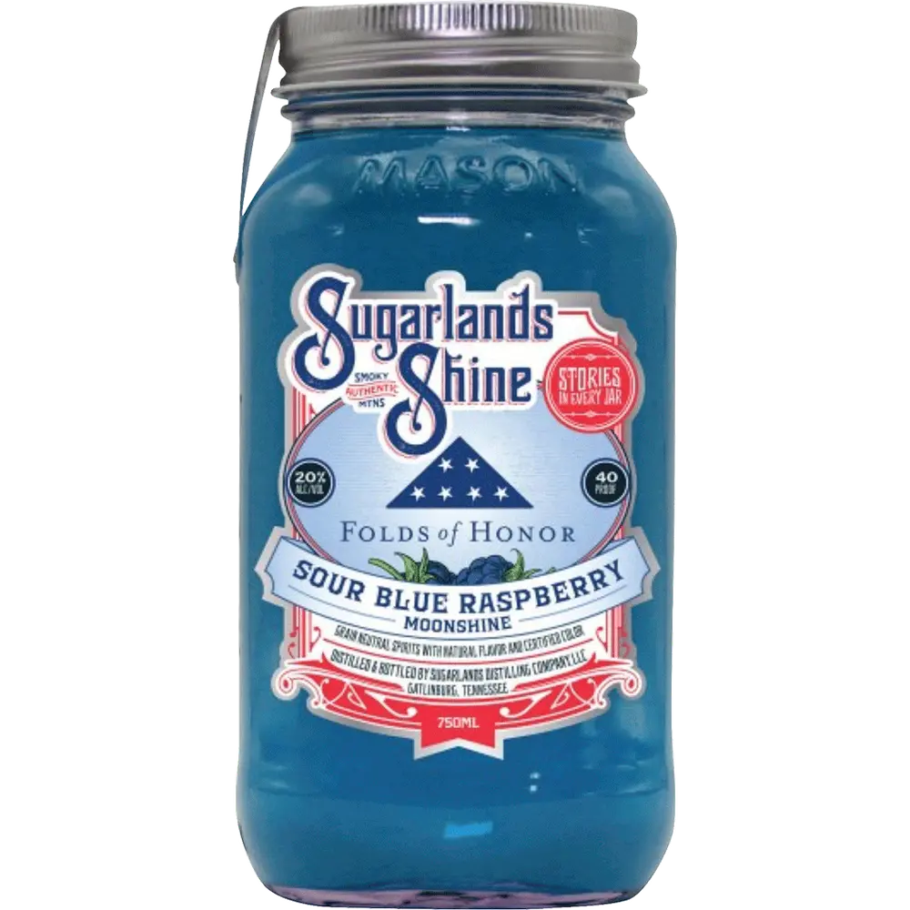 Sugarlands Sour Blue Raspberry Moonshine Folds Of Honor bottle