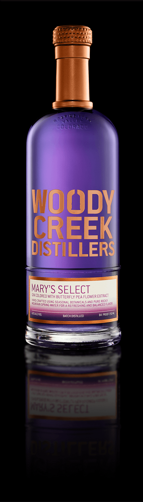 Woody Creek Distillers Marys Select Butterfly Gin bottle