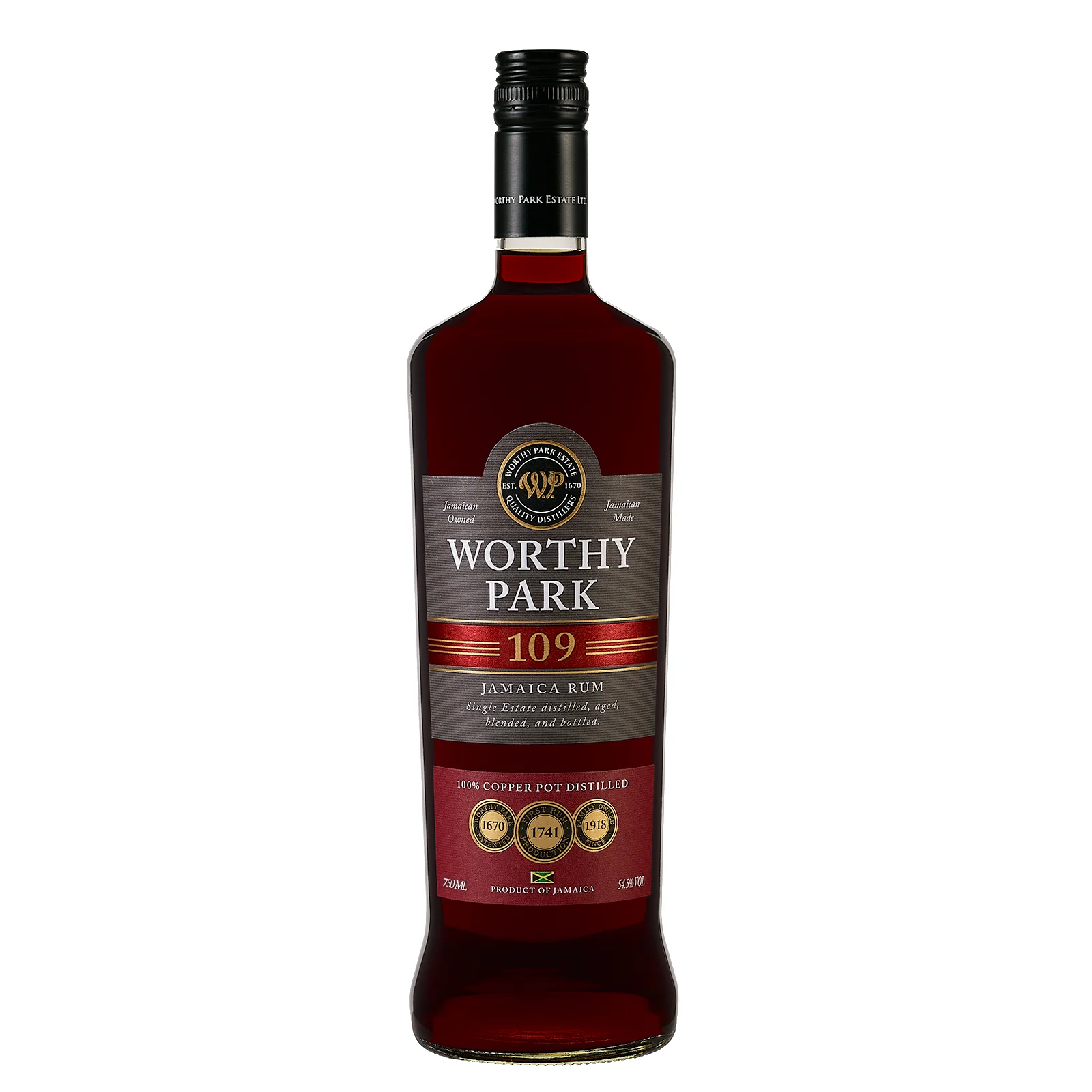 Worthy Park 109 Dark Rum bottle